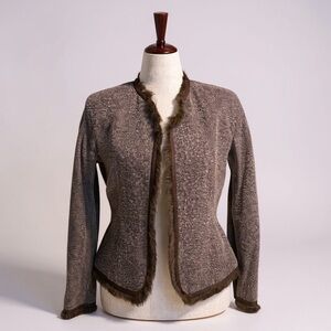 Kasper Brown Women's Blazer with Fringe Detail - Size 8